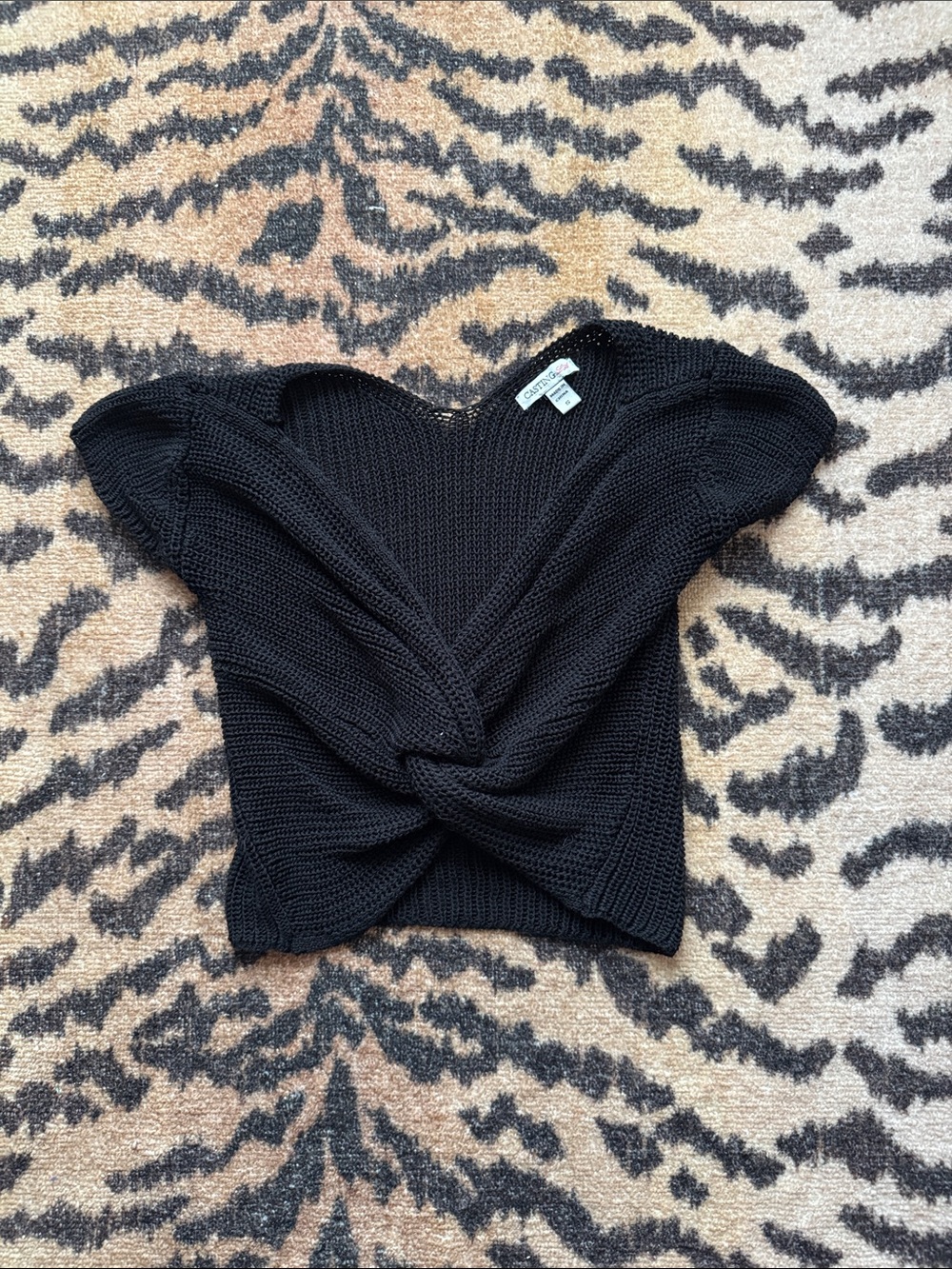 Black Twist-Front Knit Crop Top by Free People